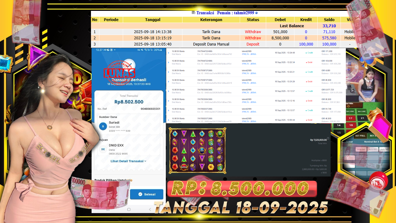 BUKTI JACKPOT SLOT 15000 X MANIA TERPERCAYA DI INDONESIA TGL 18-09-2025