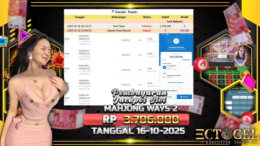 BUKTI JACKPOT SLOT MAHJONG WAYS 2 TERPERCAYA DI INDONESIA TGL 16-10-2025