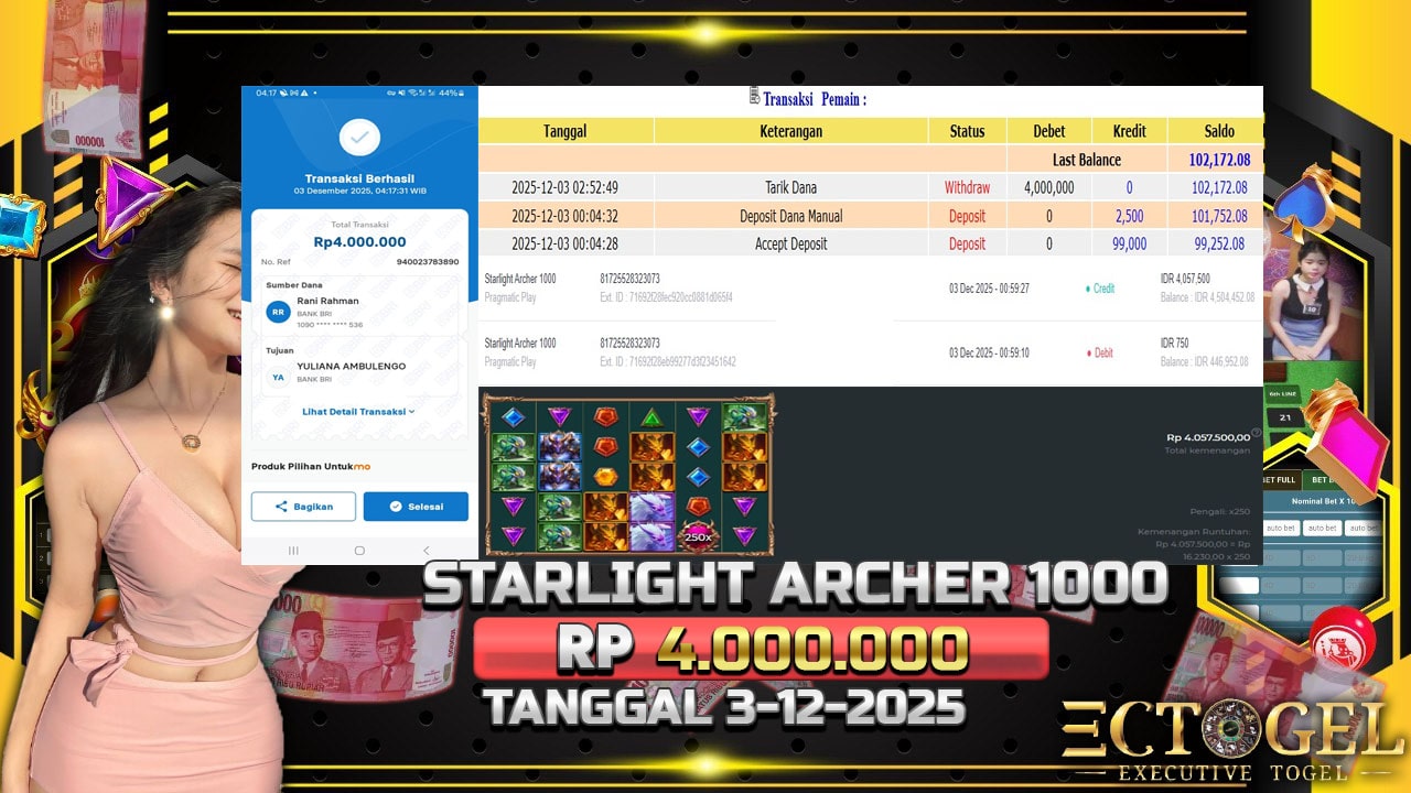 BUKTI JACKPOT SLOT STARLIGHT ARCHER 1000 TERPERCAYA DI INDONESIA TGL 03-12-2025