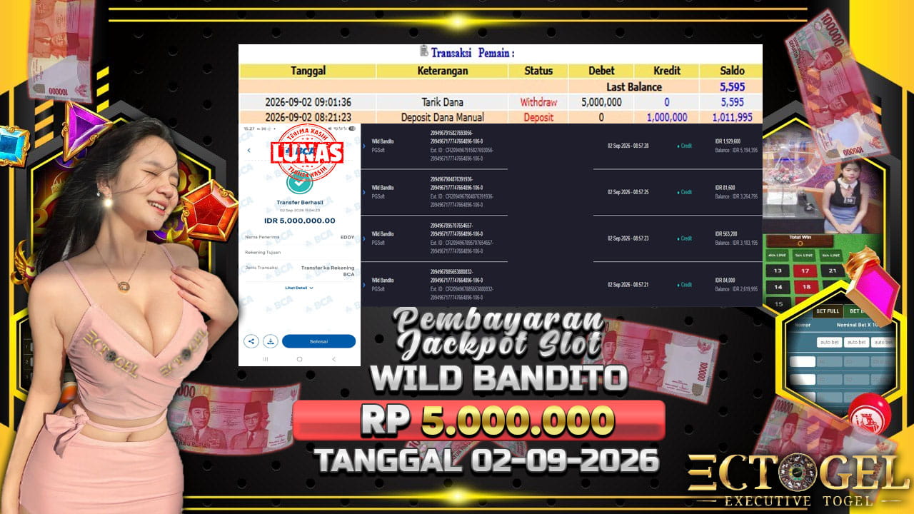 BUKTI JACKPOT SLOT WILD BANDITO TERPERCAYA DI INDONESIA TGL 02-09-2026