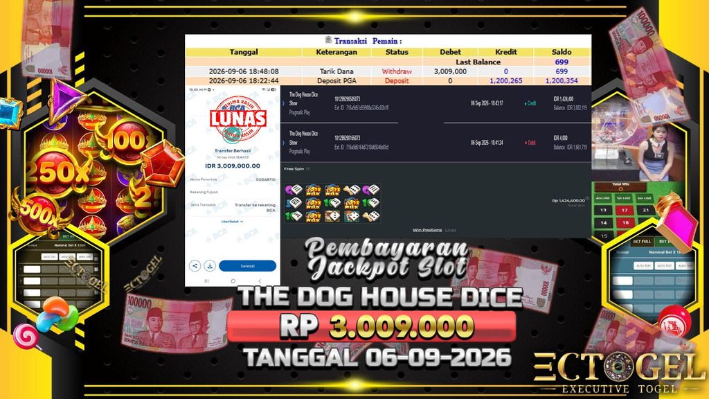 BUKTI JACKPOT SLOT THE DOG HOUSE DICE TERPERCAYA DI INDONESIA TGL 06-09-2026