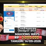 BUKTI JACKPOT SLOT MAHJONG WAYS TERPERCAYA DI INDONESIA TGL 14-09-2026