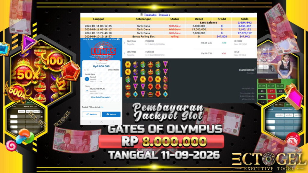 BUKTI JACKPOT SLOT GATES OF OLYMPUS TERPERCAYA DI INDONESIA TGL 11-09-2026
