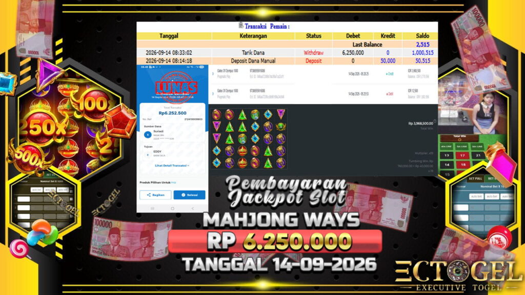 BUKTI JACKPOT SLOT MAHJONG WAYS TERPERCAYA DI INDONESIA TGL 14-09-2026