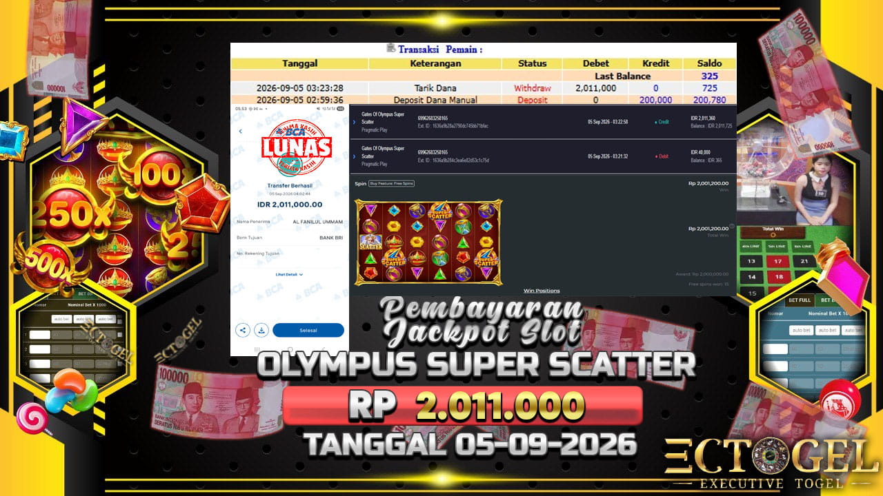 BUKTI JACKPOT SLOT GATES OF OLYMPUS SUPER SCATTER TERPERCAYA DI INDONESIA TGL 05-09-2026